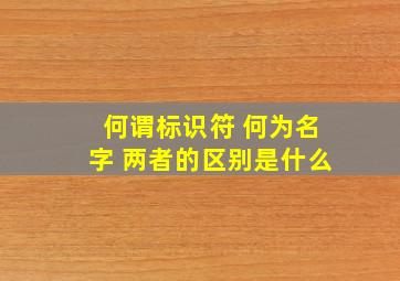 何谓标识符 何为名字 两者的区别是什么